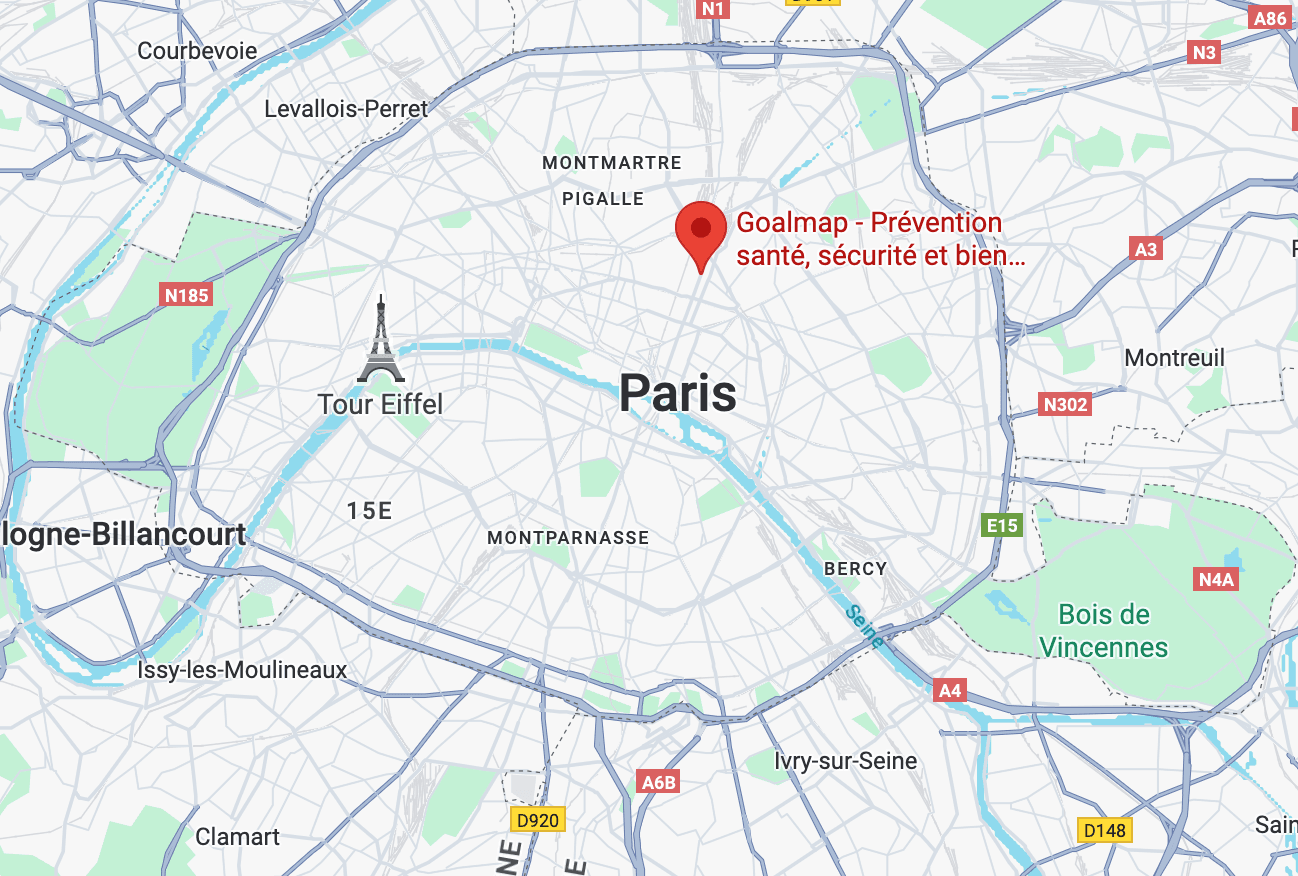 Carte situant Goalmap dans Paris